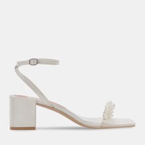 Elegant White Pearl-Embellished Women's Heels